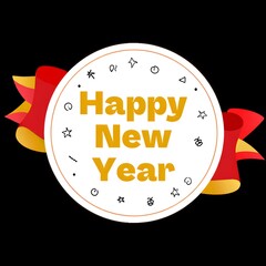 Flat Badge Happy New Year Vector