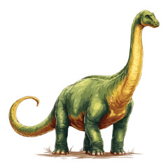 Obraz premium Green Brontosaurus Dinosaur Vector Illustration
