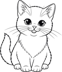 Obraz premium Adorable kitten illustration with big expressive eyes