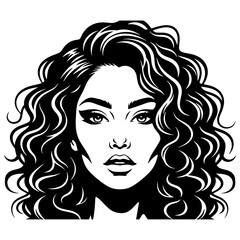 vector Woman with curly hair vector portrait