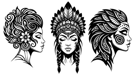 Tribal woman decorative portraits