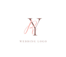RY monogram logo. calligraphic signature icon. wedding logo