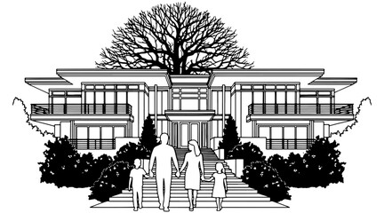 Family and new modern house