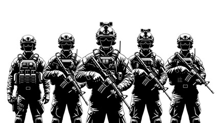 Soldiers in tactical gear with rifles