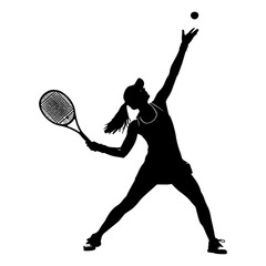 Tennis player serve silhouette