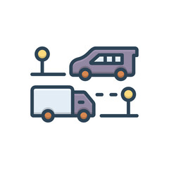 Color illustration icon for commuting route
