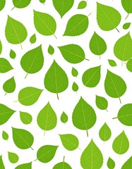 Repeated pattern of stylized green leaves on a bright white background