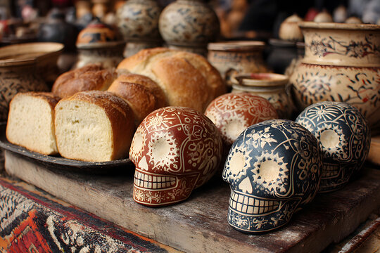 Calaveras de azucar y pan de muerto