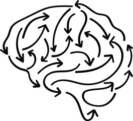 Conceptual Brain Formed by Interacting Arrows and Flow