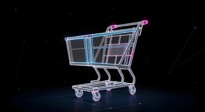 shopping cart on black background