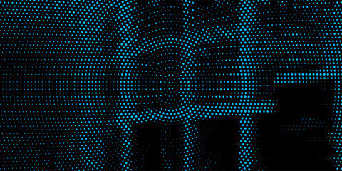 Dome-shaped protrusion part seine by stretching mesh for the illusion three-dimensional deformation of the surface. Screen media video trippy. Mesh LCD display. Scale size different hole space