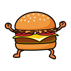 burger held in hand with cheese lettuce and tomato