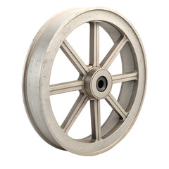 Obraz premium Shiny metal pulley wheel with spokes