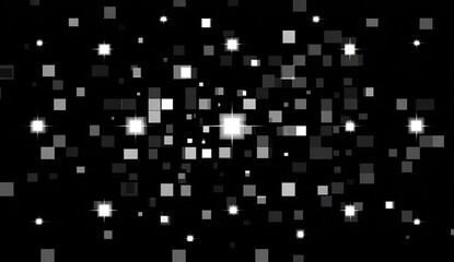 Pixels sparkle against black; abstract background creates depth