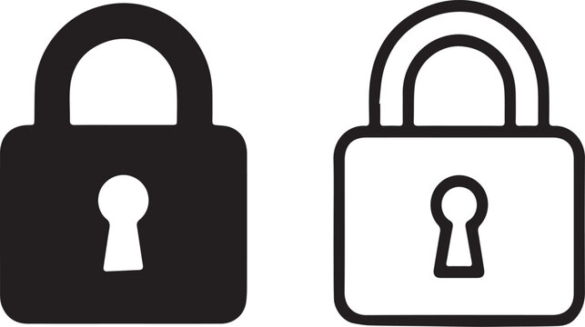 Eligible lock icon set with lineart