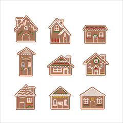 Hand-Drawn Cute Gingerbread House Clipart Set &ndash; Colorful Christmas Cookie Illustrations