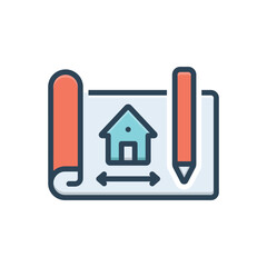 Color illustration icon for architectural design