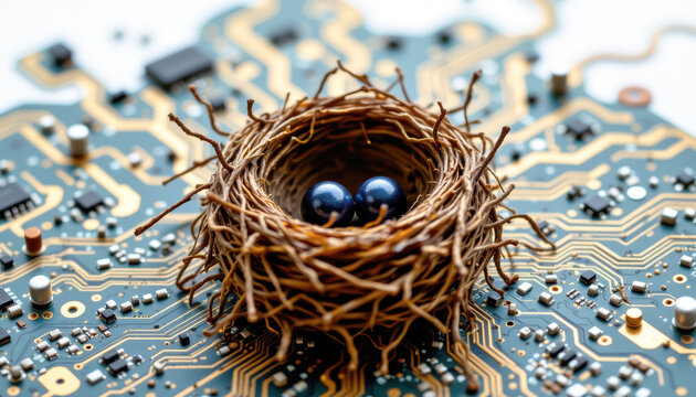Nest with Eggs Electronic Circuit Board