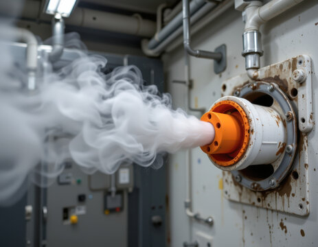 Industrial Vapor Emission From Piping System