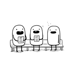 Cartoon job interview waiting line illustration vector art design concept for web and print media use cases