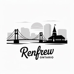 Renfrew Ontario Skyline Silhouette — Heritage Ottawa Valley Town Vector Illustration