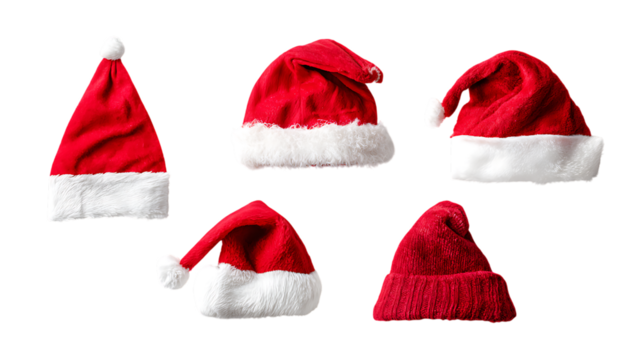 Santa Claus hat with fur trim on white