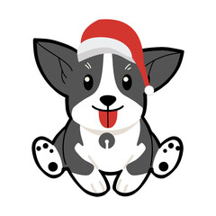 Cute Corgi Puppy with Santa Hat Christmas Mascot