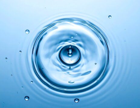 Close-up of water droplet impact creating ripples