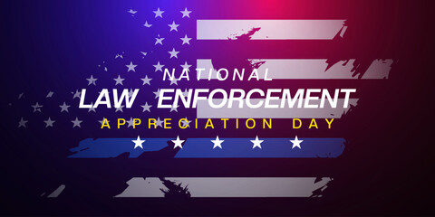 9 Januay Is National Law Enforcement Appreciation Day. Suitable for posters, banners and social media. Black background.