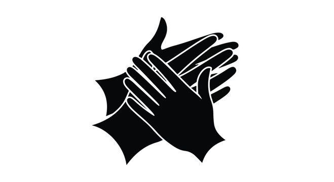 Silhouette of two hands clapping together in appreciation