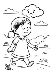 Sweet Children’s Illustration in Minimal One-Color Style
Child and Cloud Character – Simple Cute Line Drawing
Minimalist Kids’ Story Illustration – Girl and Floating Cloud
Whimsical Cloud Following