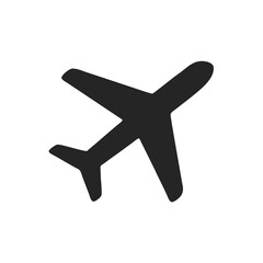 Obraz premium Silhouette Of Airplane In Black On White Background For Travel And Aviation Stock Photo