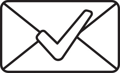 Envelope with checkmark showcases email confirmation, message delivery success, and verified communication, a modern symbol of approval for your projects