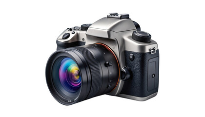 Digital SLR cameras, isolated PNG with transparent background, high-quality camera bodies and lenses, perfect for photography, tech, and creative compositing