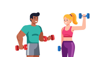 Fitness Duo Exercising With Dumbbells Demonstrating Strength and Healthy Lifestyle Goals