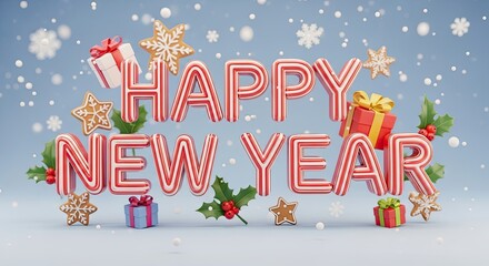 Happy New Year Celebration with Festive Decorations