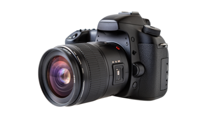 Digital SLR cameras, isolated PNG with transparent background, high-quality camera bodies and lenses, perfect for photography, tech, and creative compositing
