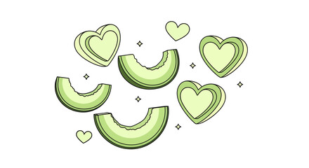 Fototapeta premium Fresh Melon And Heart Shapes: A Whimsical, Delightful, and Playful Composition