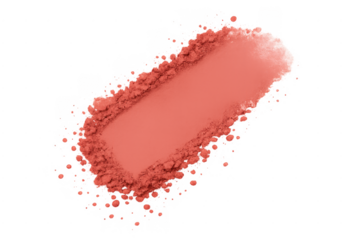 Coral makeup powder swatch on transparent background