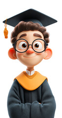 Happy cartoon graduate wearing graduation cap and gown