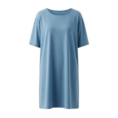 Light blue t shirt dress with short sleeves, isolated on transparent background