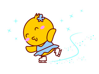 フィギュアスケートを楽しむひよこ © twomoons