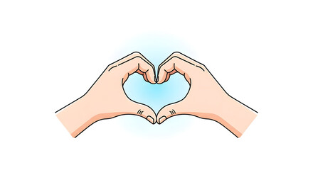 Fototapeta premium Symbolic heart gesture formed by human hands, expressing love, care, and affection with a soft glow