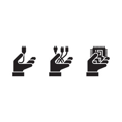 Hands holding electronic components representing technology and innovation