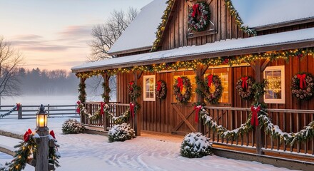 Cozy Rustic Barn Decorated for a Magical Christmas Holiday Evening