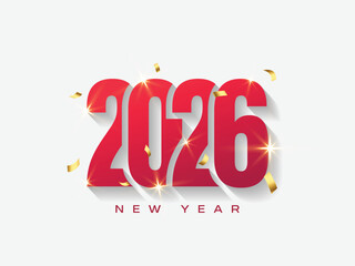 Festive two thousand twenty six new year greeting with golden confetti sparkles