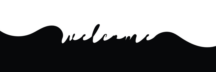 Continuous black line drawing word Welcome. Minimalist welcome concept. Vector illustration .EPS 10 .