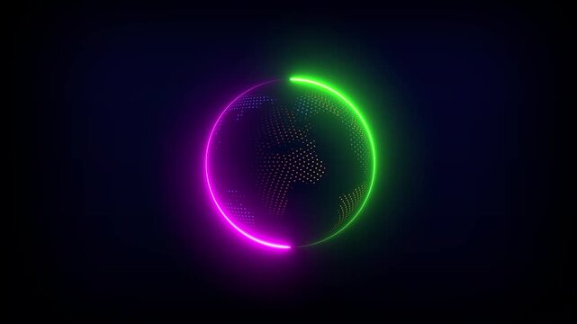 Animated glowing neon of rotating digital earth with dots and line symbol on gradient  background 4k animation video motion graphic video .. - Powered by Adobe