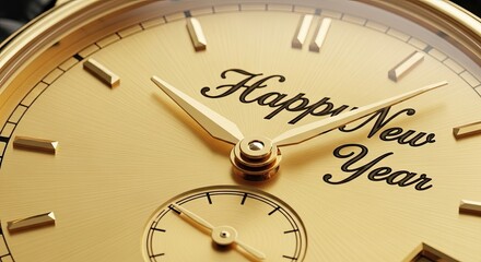 Golden Timepiece Displays Happy New Year Greeting