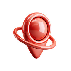 3d red location pin icon with orbital ring